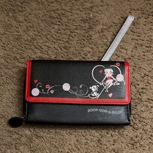 Betty Boop Black and Red Wristlet Clutch Wallet
